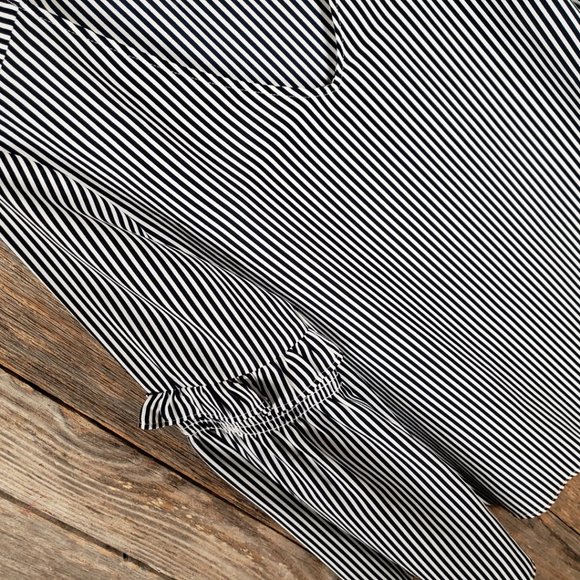 Loft S Women's Blue White Striped V Neck Ruffle Bell Sleeve Blouse Top - Picture 3 of 6